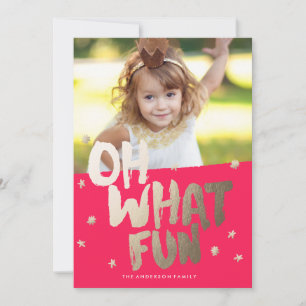 OH WHAT FUN PHOTO RED Christmas Card