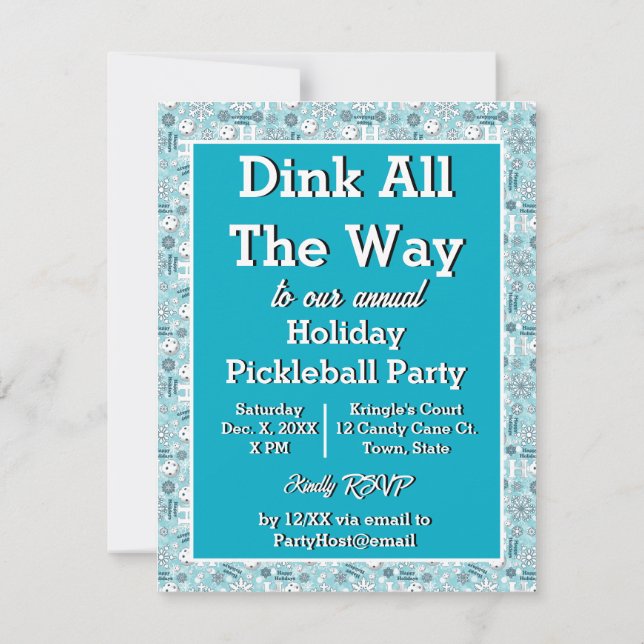Oh What Fun Pickleball Holiday Party Invitation (Back)