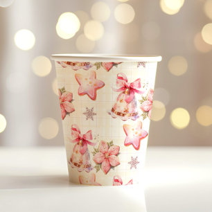 Oh what Fun pink Christmas cookie birthday party Paper Cups