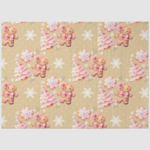 Oh what Fun pink gingerbread man pink Christmas Tissue Paper