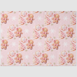 Oh what Fun pink gingerbread man pink Christmas Tissue Paper