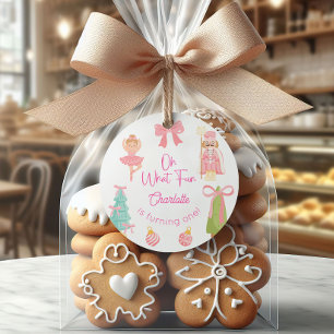 Oh What Fun Pink Nutcracker Birthday Classic Round Sticker