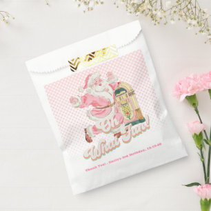 Oh What Fun-Pink Retro Santa Claus Themed Birthday Favour Bags