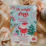 Oh What Fun Pink Santa Christmas Birthday Party Invitation<br><div class="desc">Oh What Fun Pink Santa Christmas Birthday Party Invitation</div>