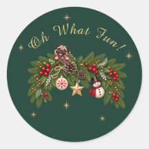 Oh What Fun Pug Christmas Holiday Sticker