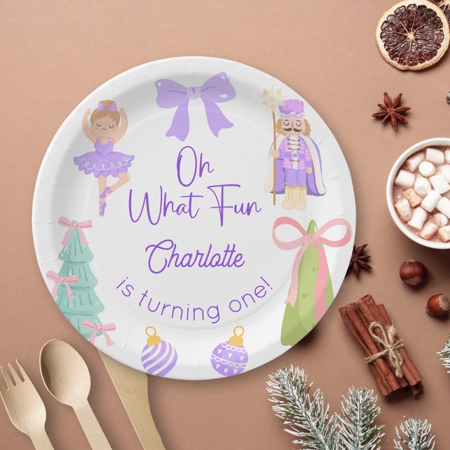 Oh What Fun Purple Nutcracker Birthday Paper Plate (Creator Uploaded)