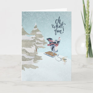 Oh What Fun Racoon and Rabbit Christmas Card