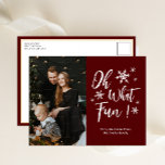 Oh What Fun Red Calligraphy Snowflakes Photo Holiday Postcard<br><div class="desc">Oh What Fun Red Calligraphy Snowflakes Photo Holiday Postcard. Send Holiday Greetings to your loved ones with this festive and Modern Holiday Card. All the texts are pre-arranged for you to personalise easily and quickly with your own details. Happy Holidays!</div>