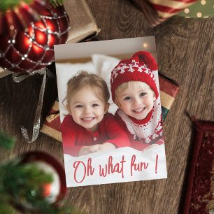 Oh What Fun Red Christmas Card Festive Holiday