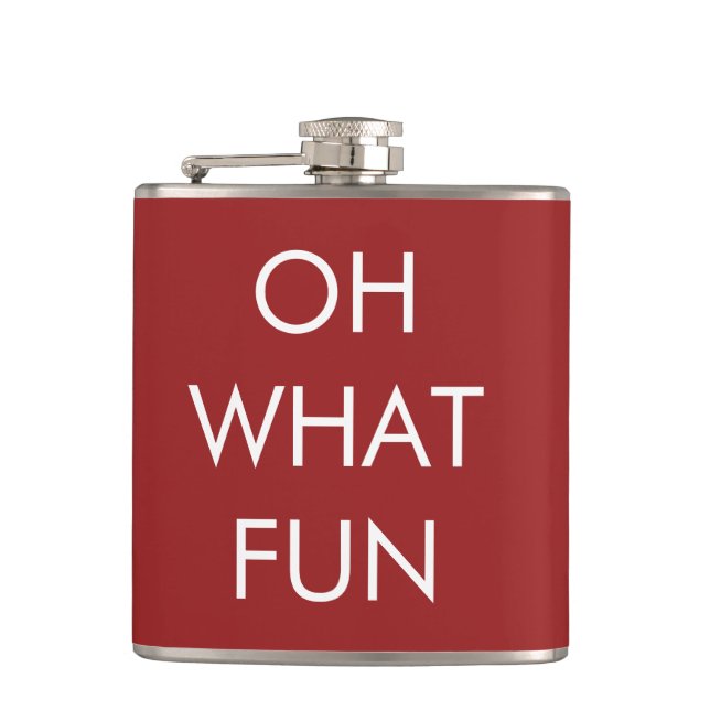OH What Fun Red Christmas Flask (Front)