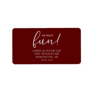Oh What Fun Red Christmas Holiday Script Modern Label