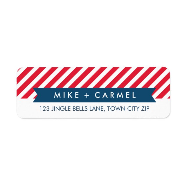 OH WHAT FUN red stripe holiday address label (Front)