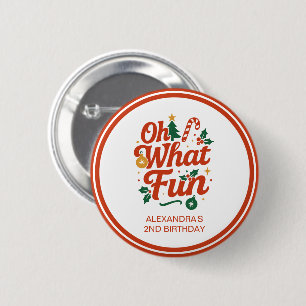 Oh What Fun Retro Christmas Birthday 6 Cm Round Badge