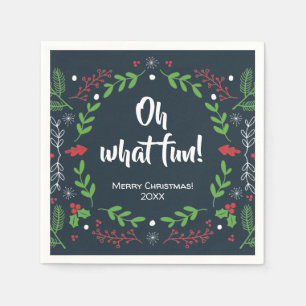 Oh What Fun Retro Christmas Holiday Napkin