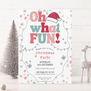 Oh What Fun Retro Christmas Party Invitation