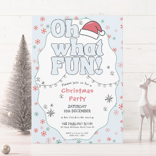 Oh What Fun Retro Christmas Party Invitation