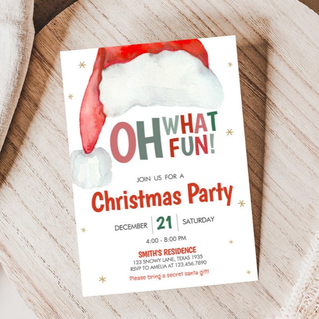 Oh What Fun Santa Christmas Party Invitation (Oh What Fun Christmas Party Invitation )
