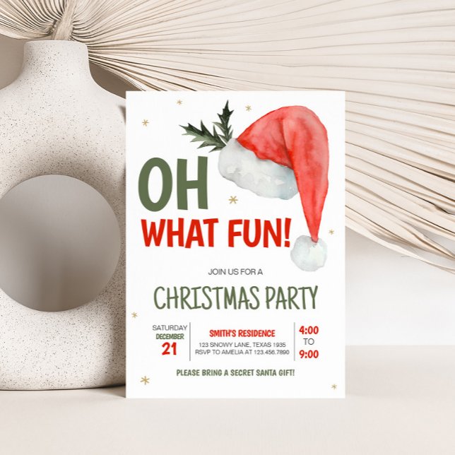 Oh What Fun Santa Christmas Party Invitation (Oh What Fun Christmas Party Invitation )