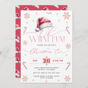 Oh What Fun Santa Hat Holiday Christmas Eve Party  Invitation