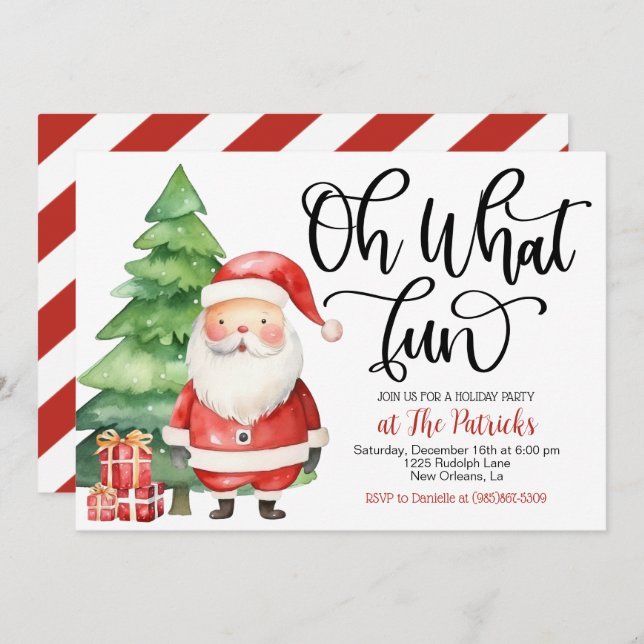 Oh What Fun Santa Holiday Party Invitation (Front/Back)