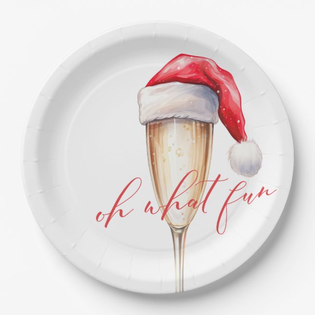 Oh What Fun Santa Paper Plate (Front)