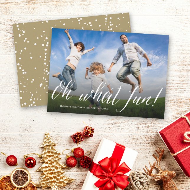 Oh What Fun Script Modern Holiday Photo Card (Creator Uploaded)