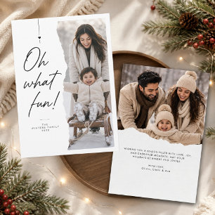 Oh What Fun Script Winter Christmas Photo Holiday Card
