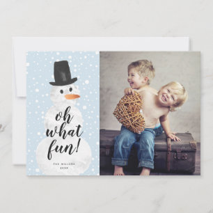 Oh What Fun Snowman Snowfall Holiday Photo