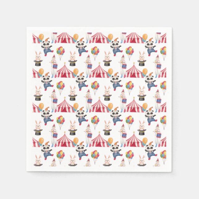 'Oh what fun to be had' Circus Theme Paper Plate Napkin (Front)