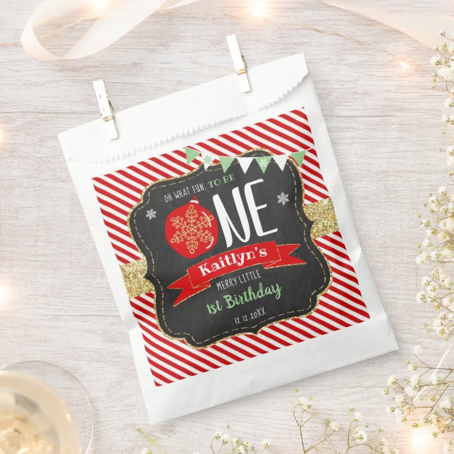 Oh What Fun To Be One! Christmas 1st Birthday Favour Bags (Clipped)