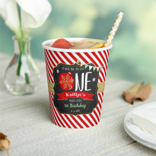 Oh What Fun To Be One! Christmas 1st Birthday Paper Cups