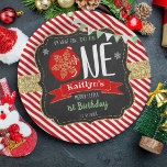 Oh What Fun To Be One! Christmas 1st Birthday Paper Plate<br><div class="desc">Celebrate in style with these trendy 1st birthday party paper plates. The design is easy to personalise with your own wording and your family and friends will be thrilled when they see these fabulous party plates.</div>