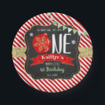 Oh What Fun To Be One! Christmas 1st Birthday Paper Plate<br><div class="desc">Celebrate in style with these trendy 1st birthday party paper plates. The design is easy to personalise with your own wording and your family and friends will be thrilled when they see these fabulous party plates.</div>