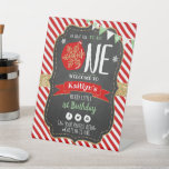Oh What Fun To Be One! Christmas 1st Birthday Pedestal Sign<br><div class="desc">Celebrate in style with this trendy 1st birthday welcome sign. The design is easy to personalise with your own wording and your family and friends will be thrilled when they see this fabulous party sign. Matching party items can be found in the collection.</div>