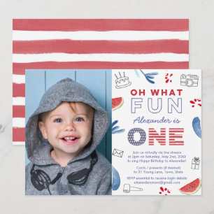 Oh What Fun To Be One Virtual 1st Birthday Party Invitation