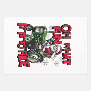 Oh What Fun To is it To Ride Christmas Farmers Wrapping Paper Sheet