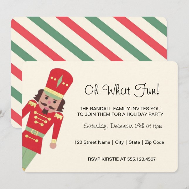 "Oh What Fun" Toy Soldier | Christmas Party Invitation (Front/Back)