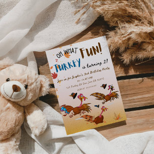 Oh What Fun! Turkey 2nd Birthday Party Invitation