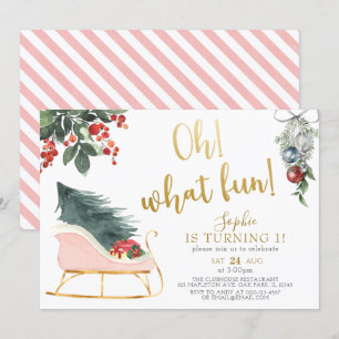 Oh What Fun! Turning One Christmas First Birthday Invitation