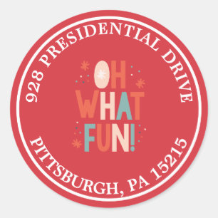 Oh What Fun! Typography Address Label Sticker