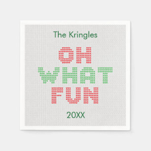 Oh What Fun Typography Christmas Sweater Napkin