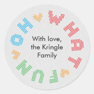Oh What Fun Typography Christmas Wreath Classic Round Sticker