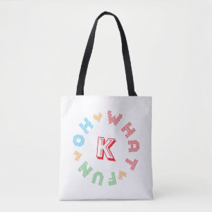 Oh What Fun Typography Monogram Christmas Tote Bag