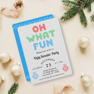 Oh What Fun Ugly Christmas Sweater Party Invitation
