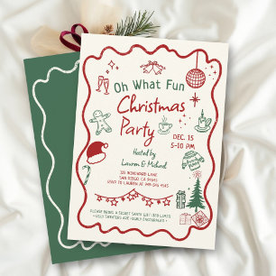 Oh What Fun Ugly Sweater Red Green Christmas Party Invitation