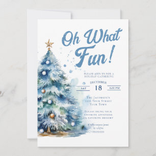 Oh What Fun Watercolor Christmas Holiday Party Invitation