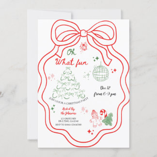 Oh What Fun Whimsical Hand Drawn Xmas Party Invita Invitation