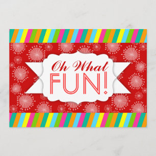 "Oh What FUN!" Whimsical Stripe Custom Invitations