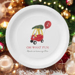 Oh What Fun Winter Car 1st Birthday Party Paper Plate<br><div class="desc">Oh What Fun Winter Car 1st Birthday Party Paper Plates</div>