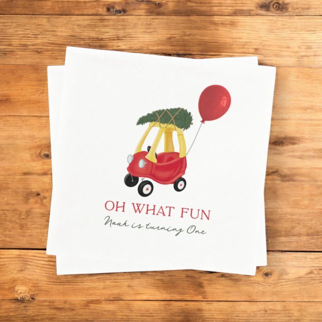 Oh What Fun Winter Car Kids Birthday Party  Napkin (Creator Uploaded)
